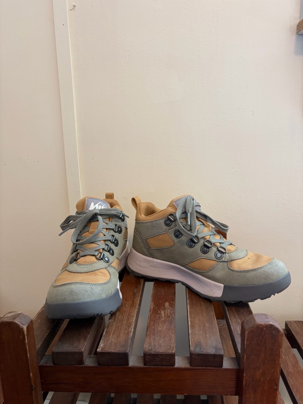 REI Olive Green and Tan Women's Athletic Hiking Shoes